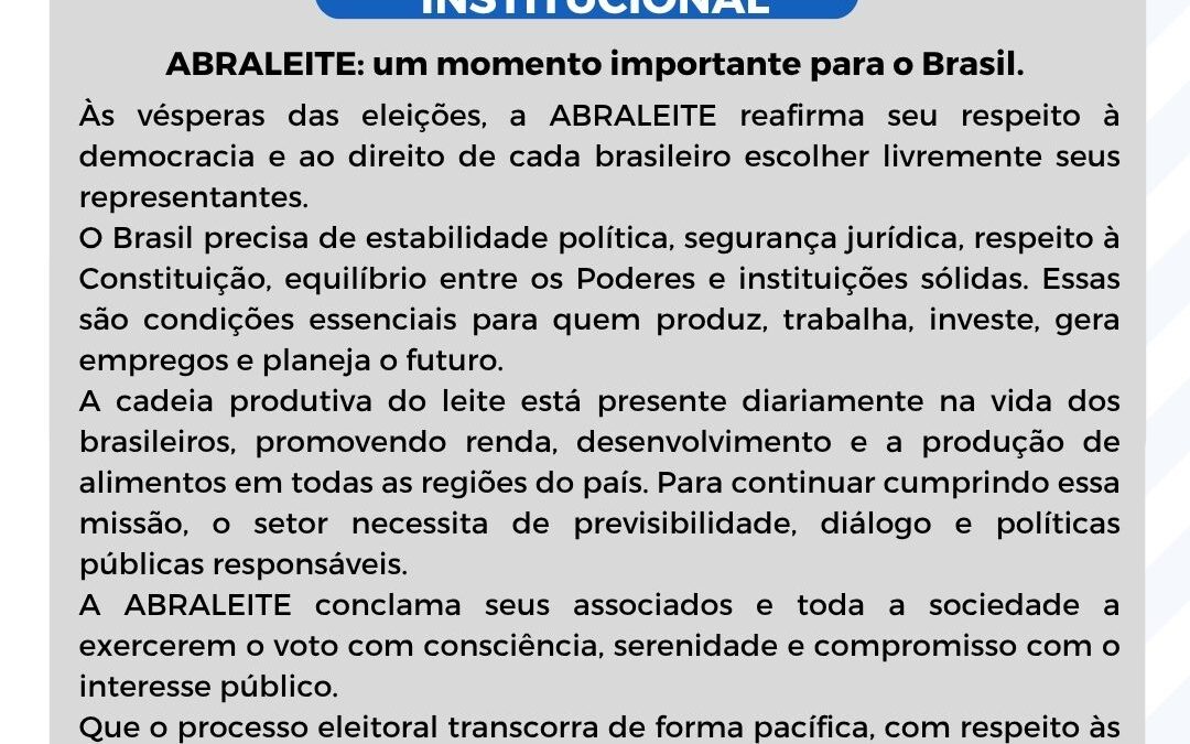 ABRALEITE: um momento importante para o Brasil.